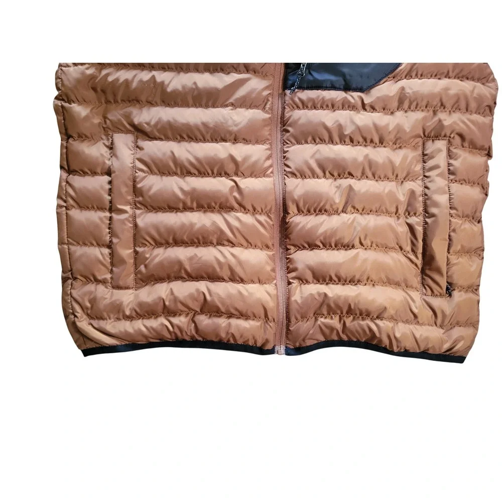 Eddie Bauer Mens Down Puffer Jacket Brown Bronze Quilted Full Zip Medium - Picture 3 of 7